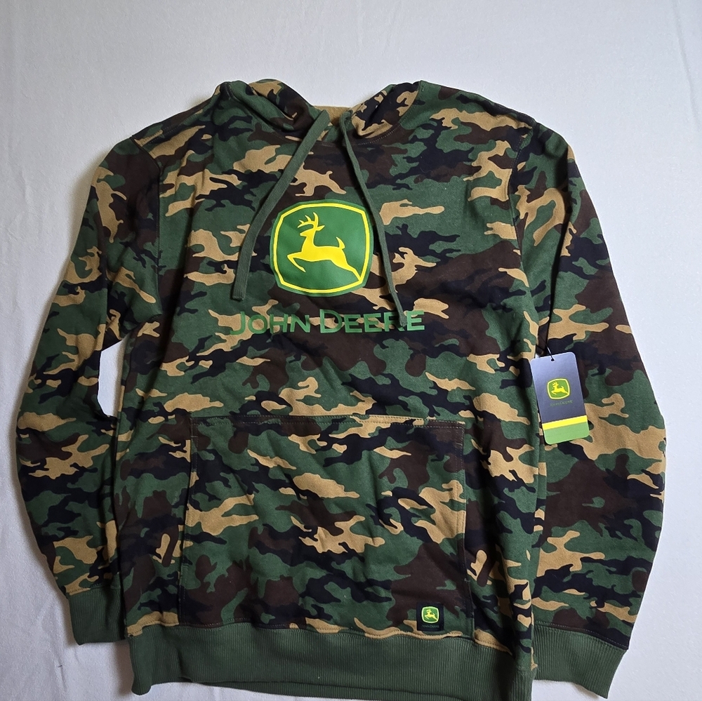 John Deere Men’s Camo Pullover Hoodie Green Brown Sz S NWT - Picture 3 of 5